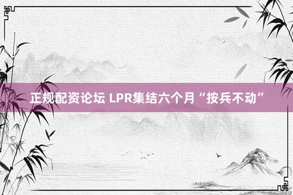 正规配资论坛 LPR集结六个月“按兵不动”