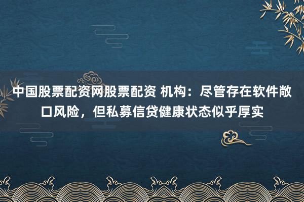 中国股票配资网股票配资 机构：尽管存在软件敞口风险，但私募信贷健康状态似乎厚实